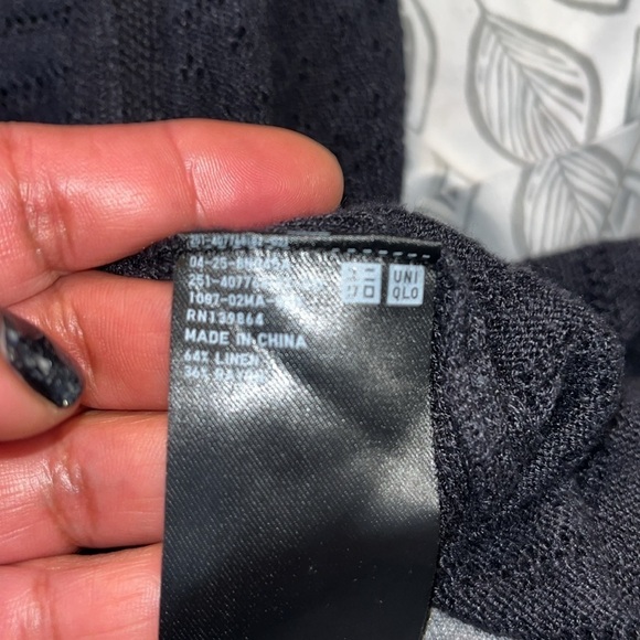 Uniqlo Extra Long Black Linen Cardigan Medium - Picture 7 of 7